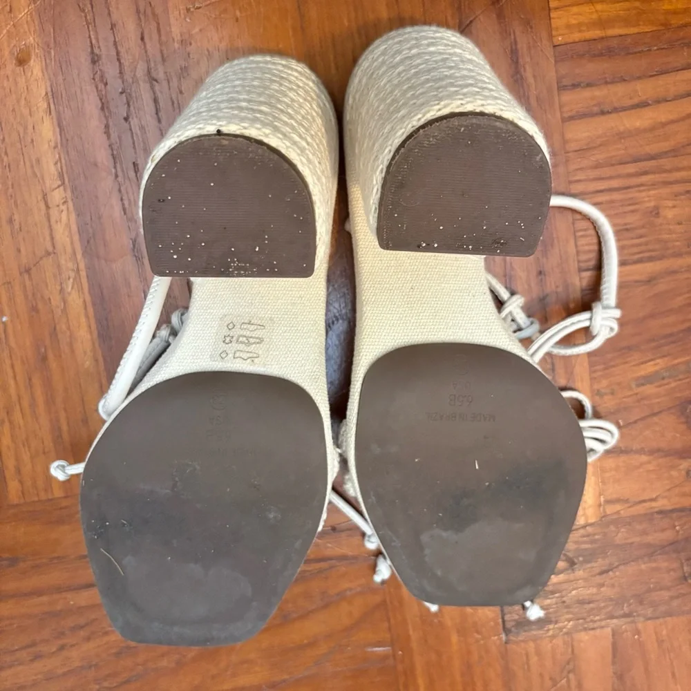 SCHUTZ Cream Braided Rope Strap Sandals